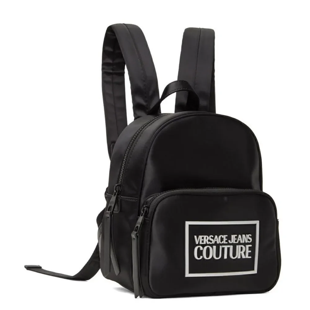 ⭕️ VERSACE JEANS Backpack Black Nylon Designer Logo